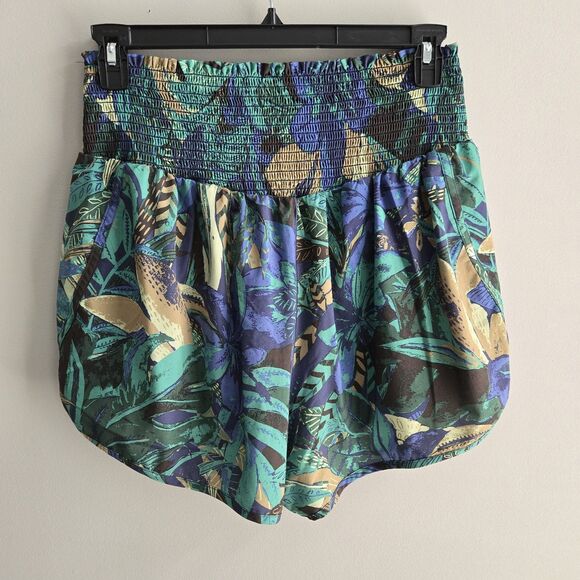 Offline By Aerie Size XL Print Blue Green Tropical Flowy Shorts High Waist - Picture 2 of 7